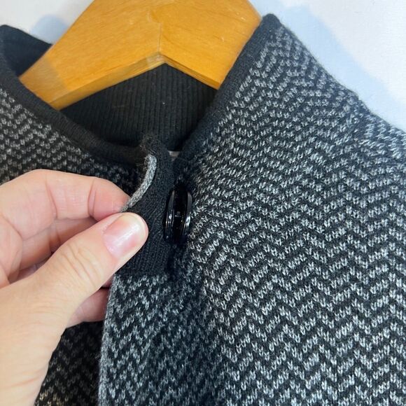 Benedetta B Cape Cardigan Merino Wool Blend Tweed Look Chevron Size Small - Picture 4 of 10